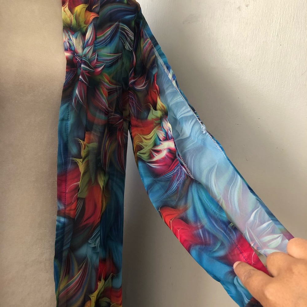 Floral abstract print long open sleeve coverup - Picture 7 of 10